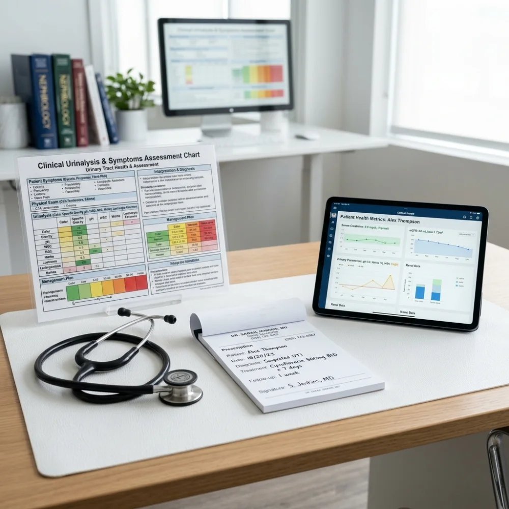 Evaluación médica y orden de exámenes para infección urinaria por telemedicina